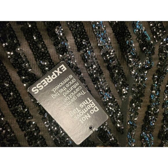NWT Express Dress Women's 8 Black Mini Sequin Slip Sexy Sheath - Picture 4 of 6
